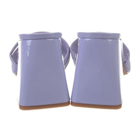 Chelsea Paris Authentic Lavender Purple Patent Leather Block Heel Slides 7 - Picture 4 of 8
